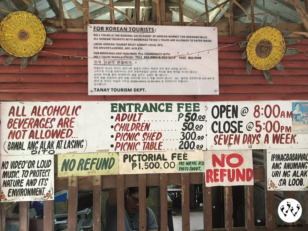 Fees in Daranak Falls